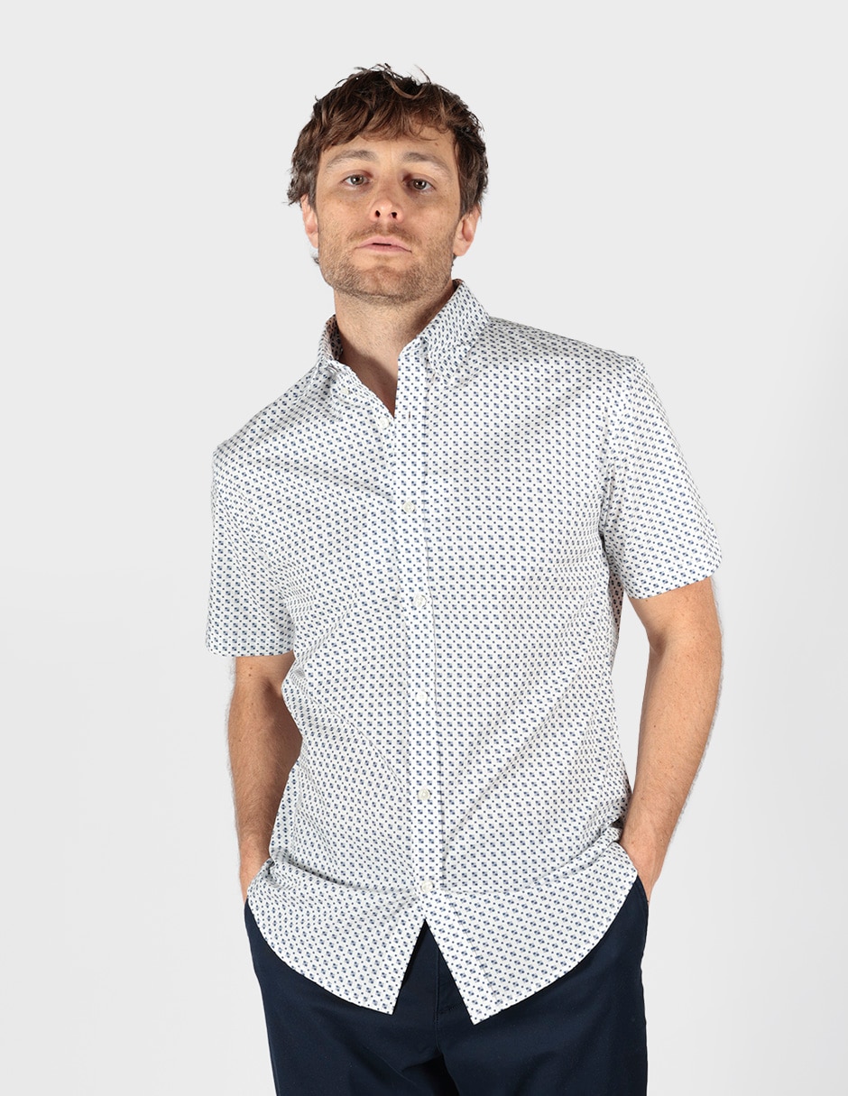 Camisa business casual de algodón manga corta para hombre Camisa business casual de algodón manga corta para hombre