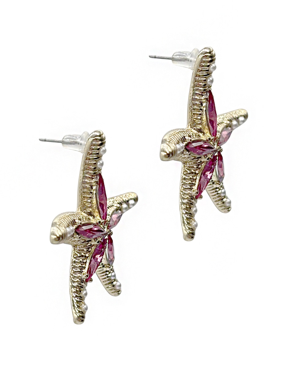 Aretes largos de estrella Map con acabado brillante