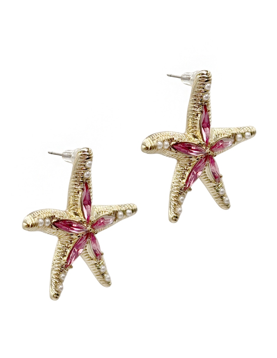 Aretes largos de estrella Map con acabado brillante