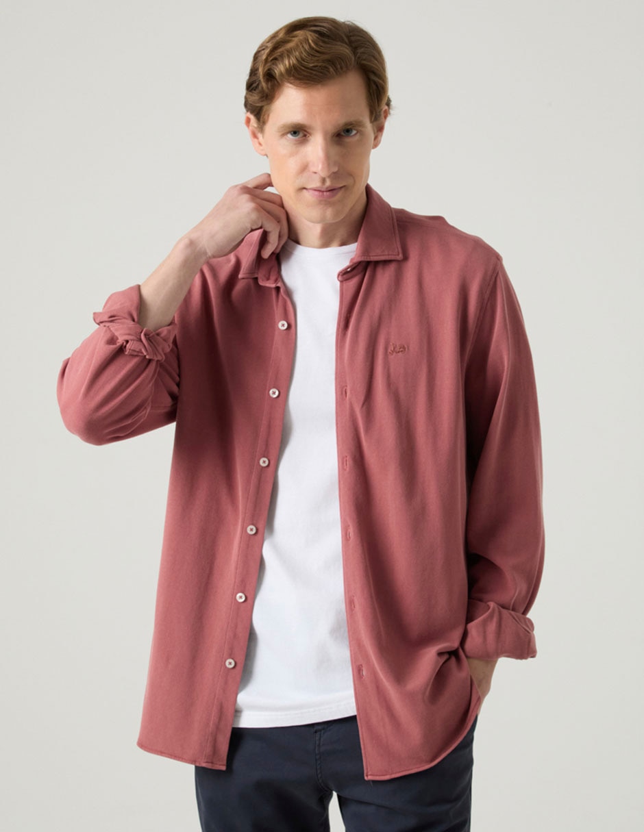 Camisa casual de algodón manga larga para hombre