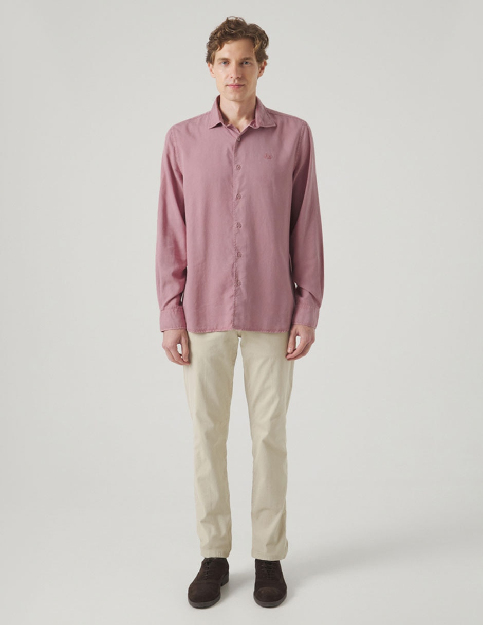 Camisa casual Scotta de lino manga larga para hombre