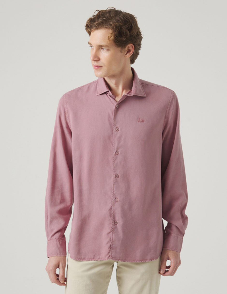 Camisa casual Scotta de lino manga larga para hombre