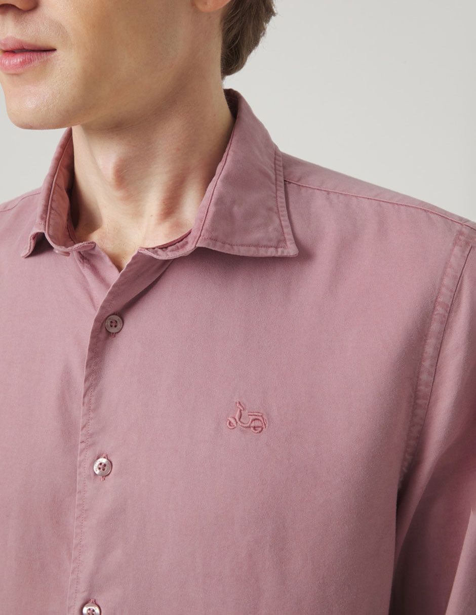 Camisa casual Scotta de lino manga larga para hombre
