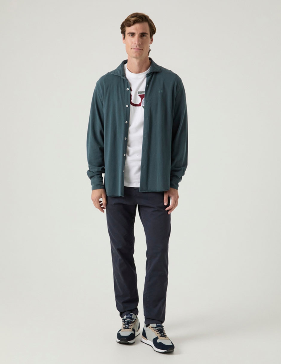 Camisa casual de algodón manga larga para hombre