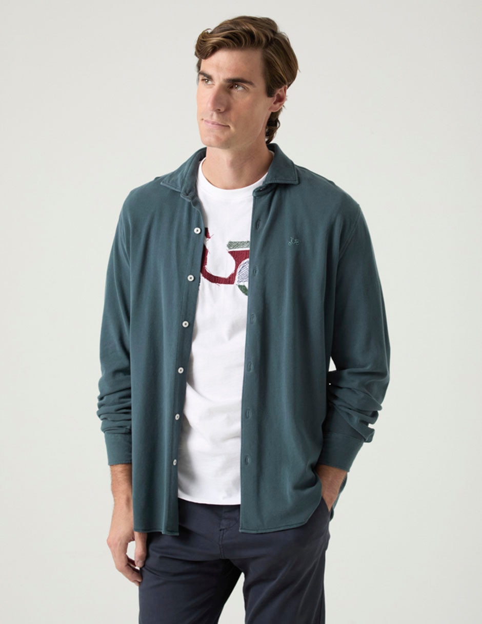 Camisa casual de algodón manga larga para hombre 4