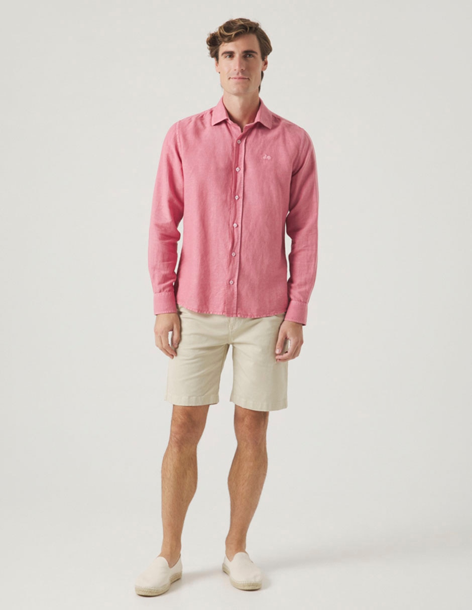 Camisa casual de lino manga larga para hombre Camisa casual de lino manga larga para hombre