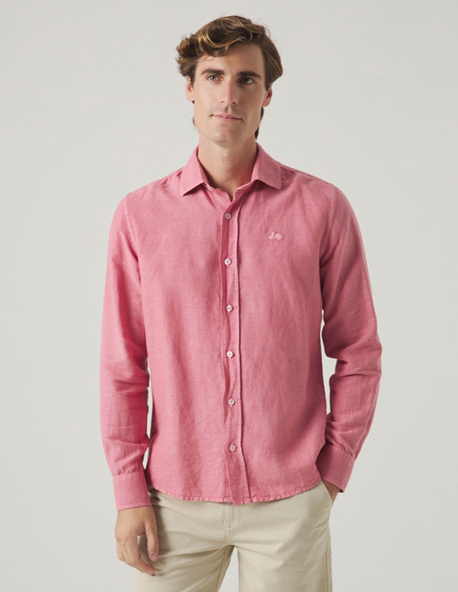 Camisa casual de lino manga larga para hombre 2