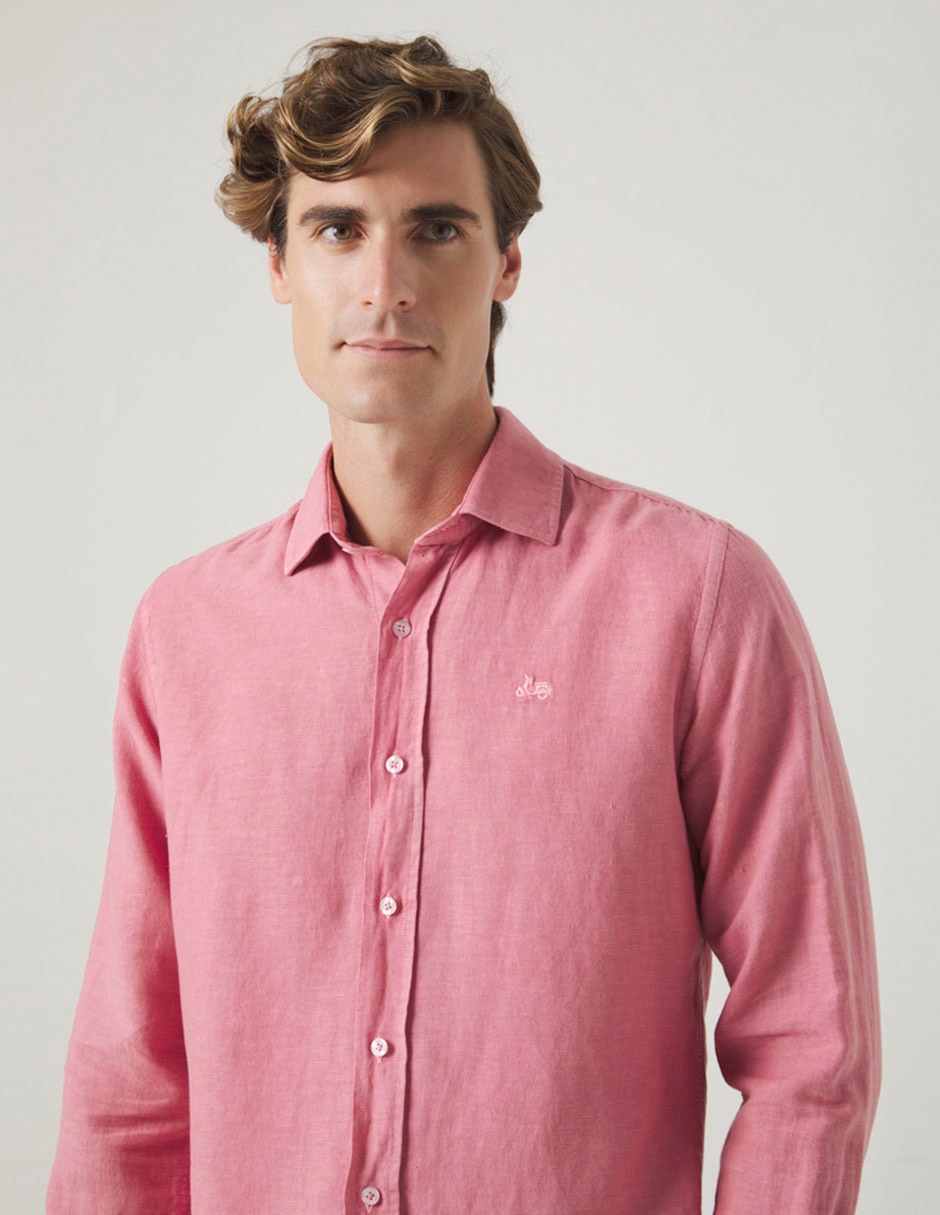 Camisa casual de lino manga larga para hombre 5