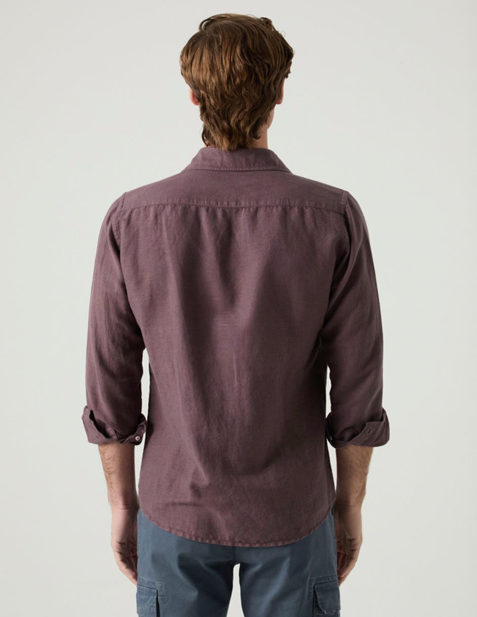 Camisa casual de lino manga larga para hombre 2