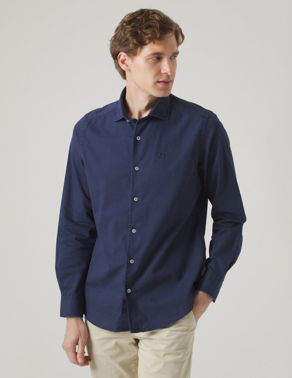 Camisa casual de algodón manga larga para hombre