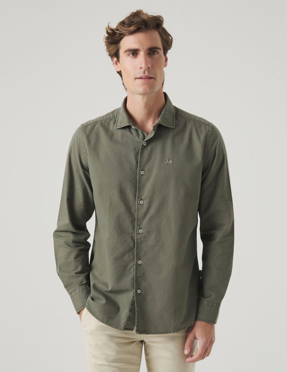 Camisa casual de algodón manga larga para hombre