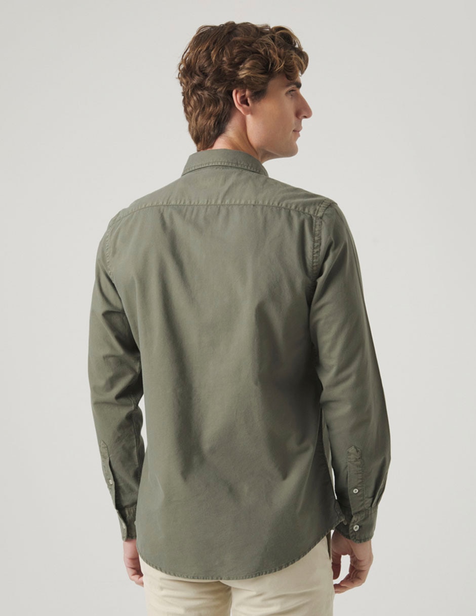 Camisa casual de algodón manga larga para hombre