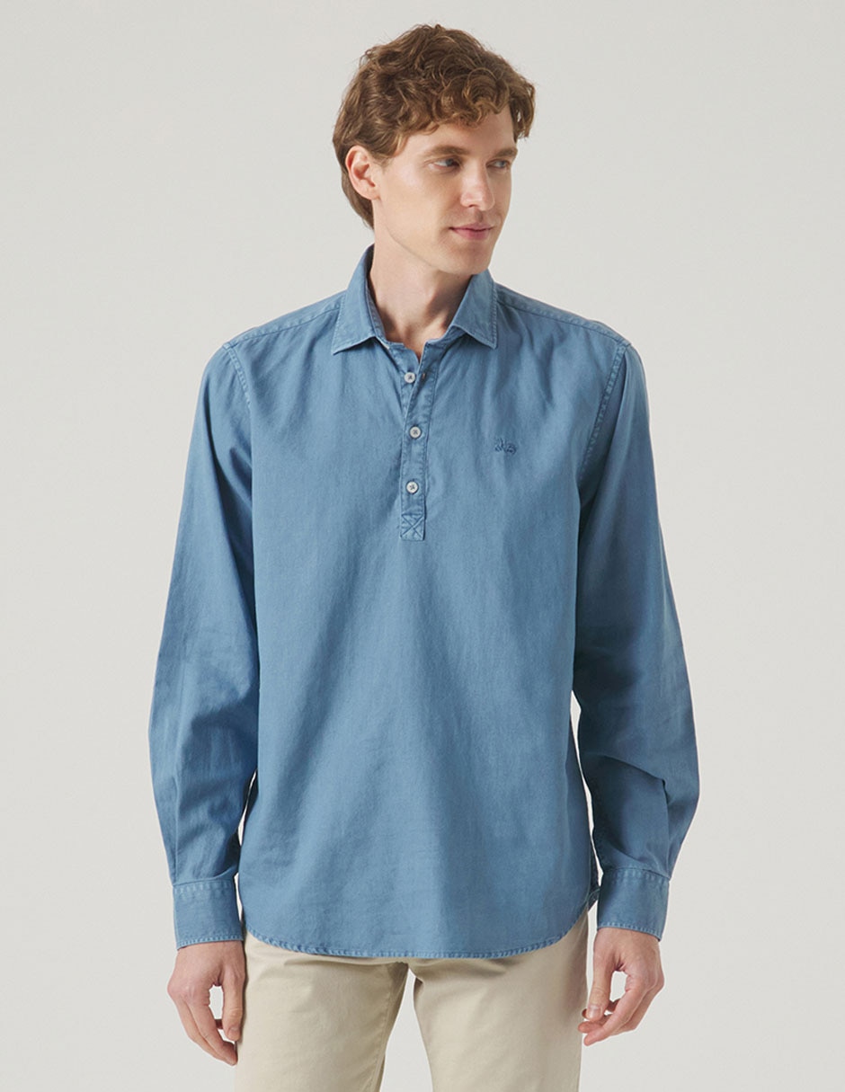 Camisa casual de algodón manga larga para hombre Camisa casual de algodón manga larga para hombre