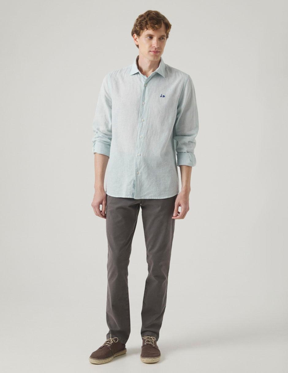 Camisa casual de lino manga larga para hombre Camisa casual de lino manga larga para hombre