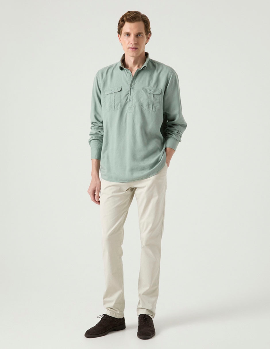 Camisa casual de algodón manga larga para hombre 4