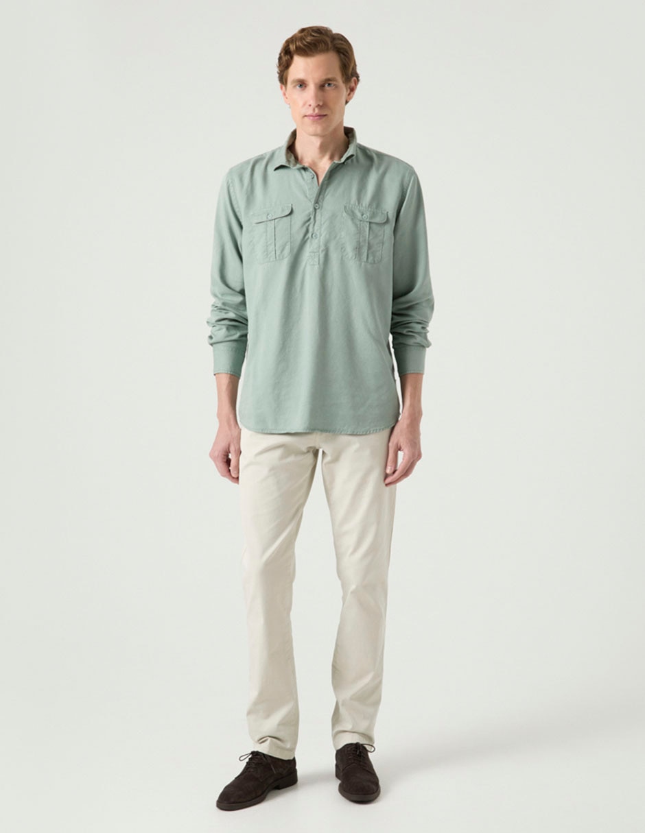 Camisa casual de algodón manga larga para hombre 2