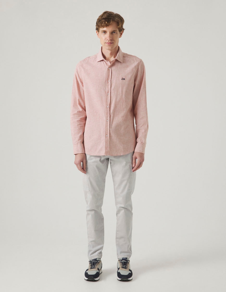 Camisa casual de lino manga larga para hombre Camisa casual de lino manga larga para hombre