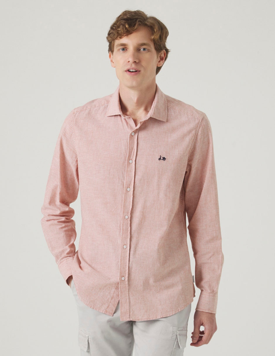 Camisa casual de lino manga larga para hombre 2