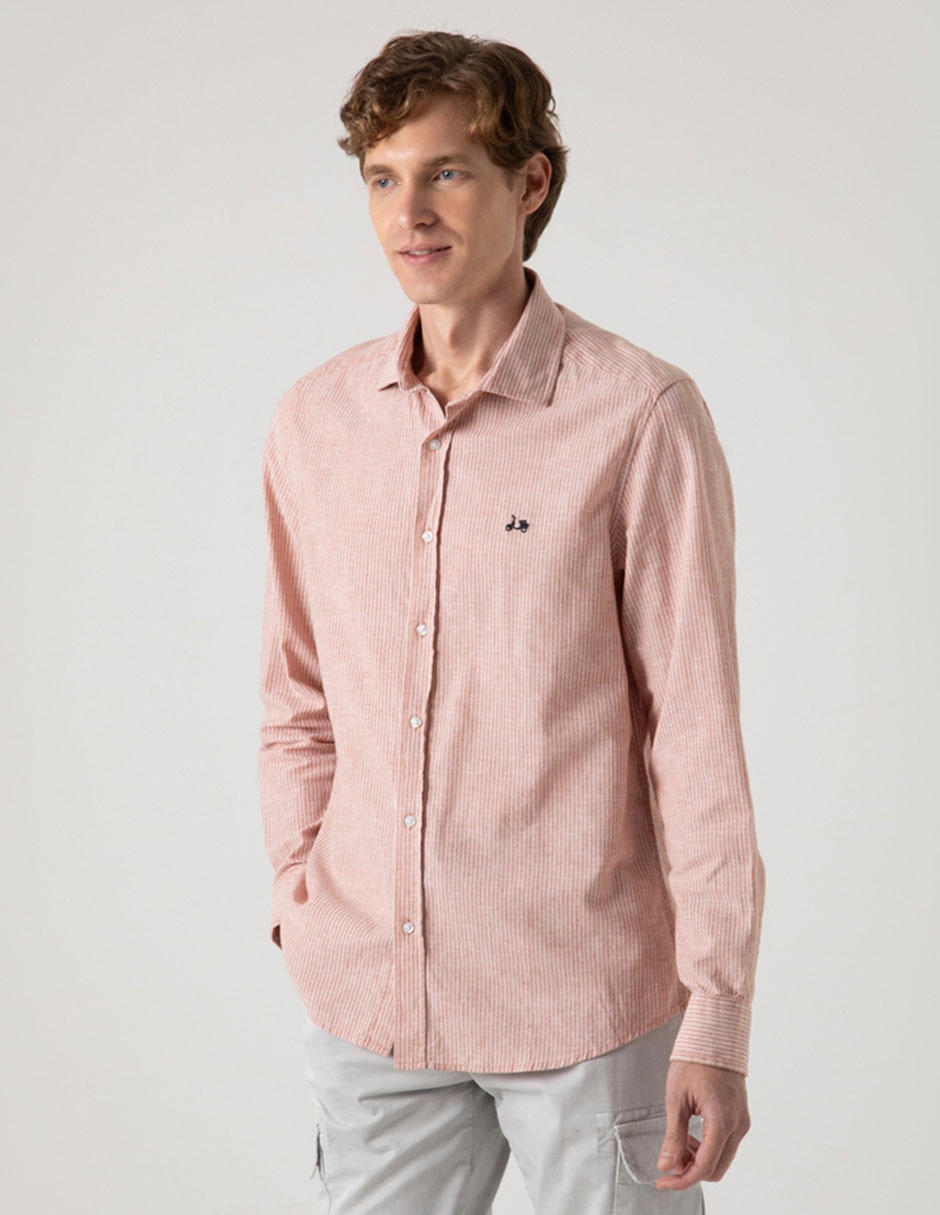 Camisa casual de lino manga larga para hombre 3