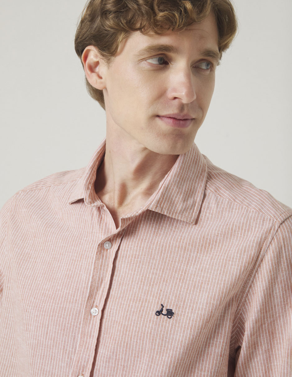 Camisa casual de lino manga larga para hombre 4