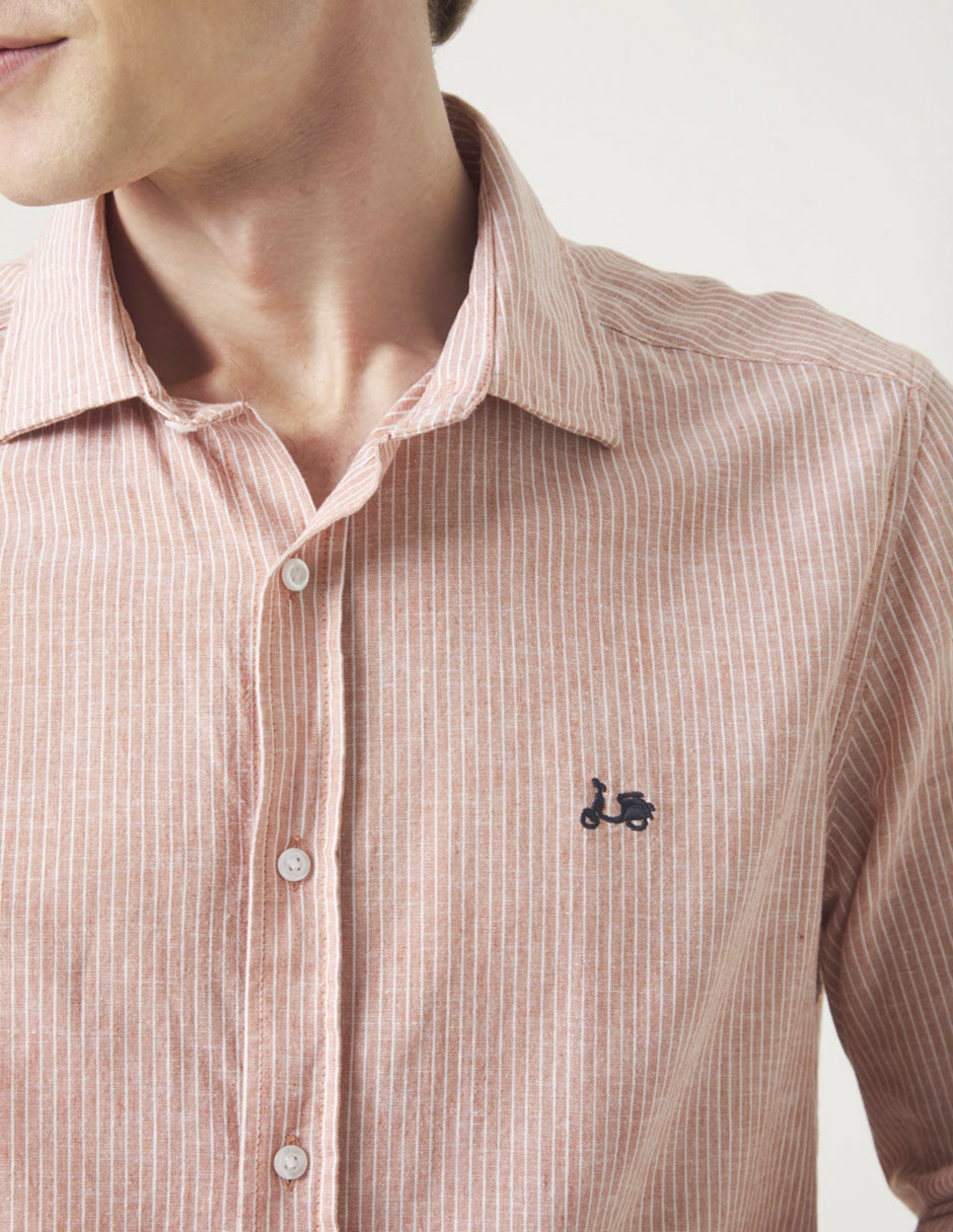 Camisa casual de lino manga larga para hombre 5