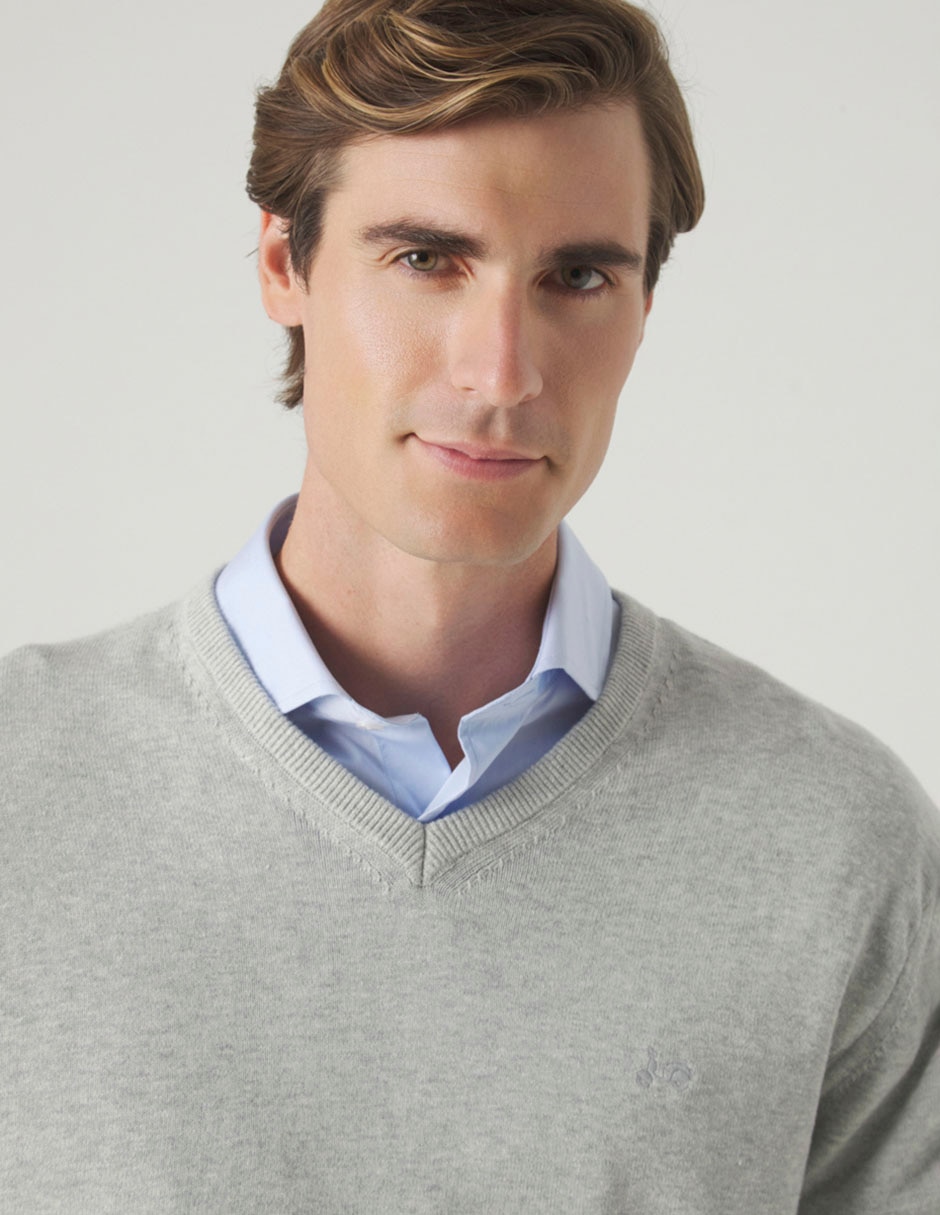 Suéter cuello v para hombre 3