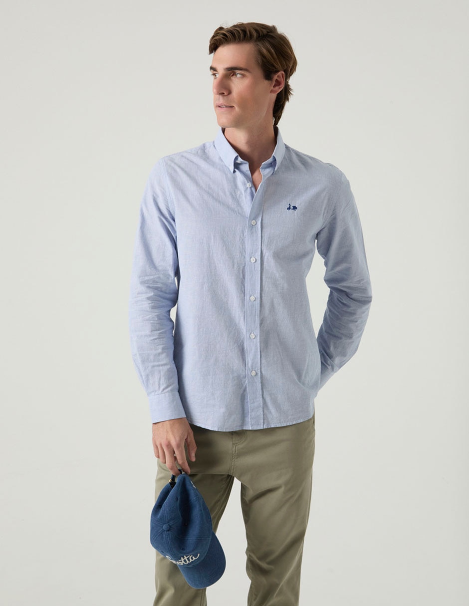 Camisa casual de algodón manga larga para hombre Camisa casual de algodón manga larga para hombre