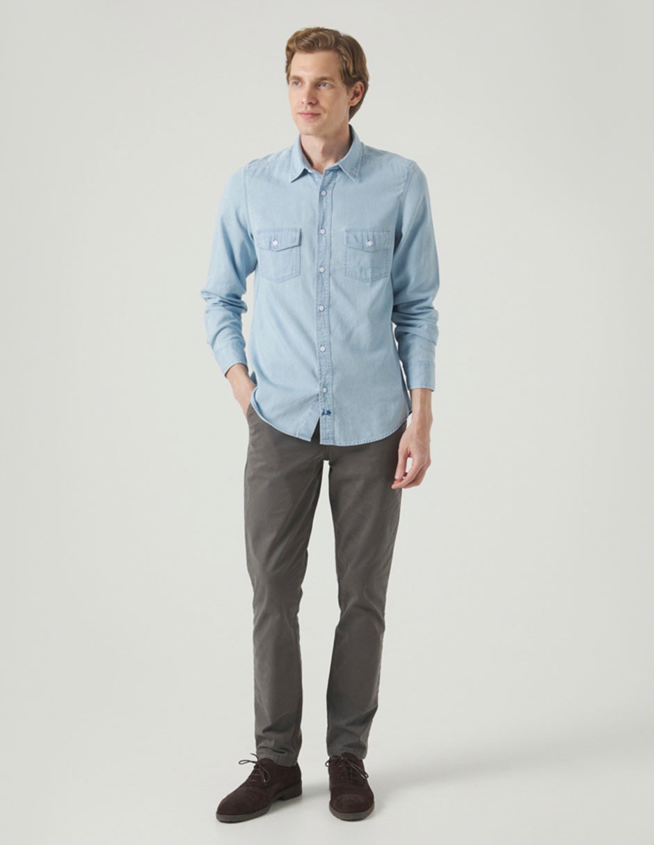 Camisa casual de algodón manga larga para hombre 5