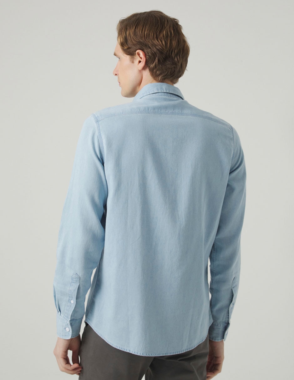 Camisa casual de algodón manga larga para hombre