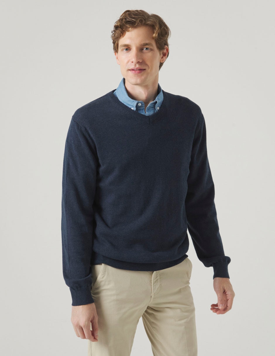 Suéter cuello v para hombre 4