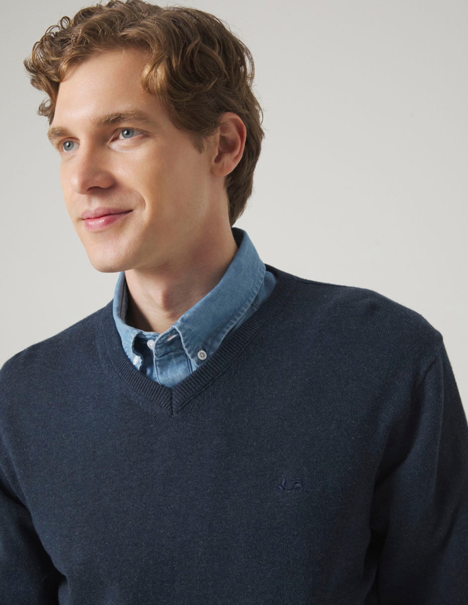 Suéter cuello v para hombre 3