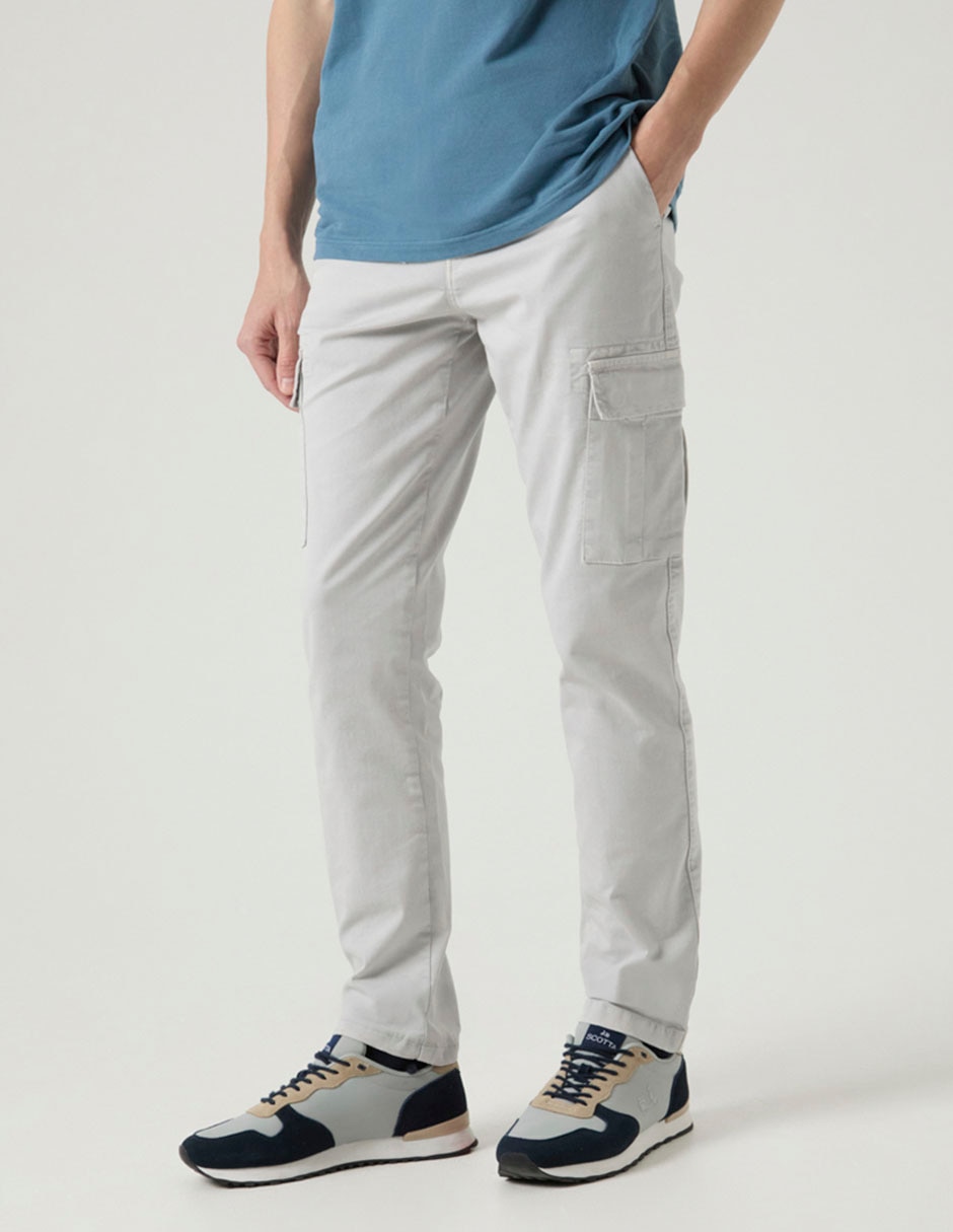 Pantalón cargo straight de algodón para hombre