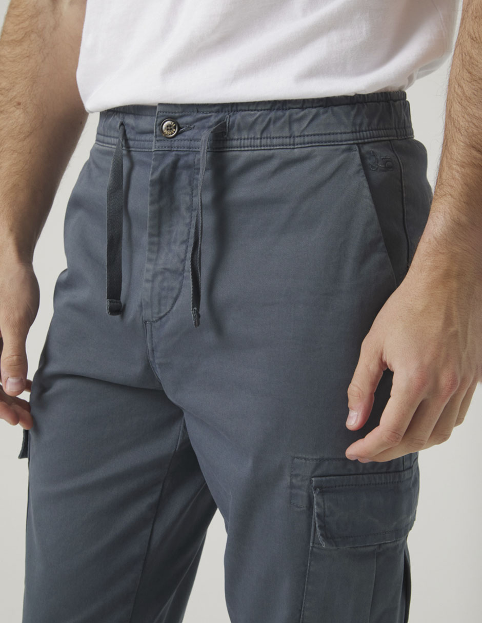 Pantalón casual cargo straight de algodón para hombre