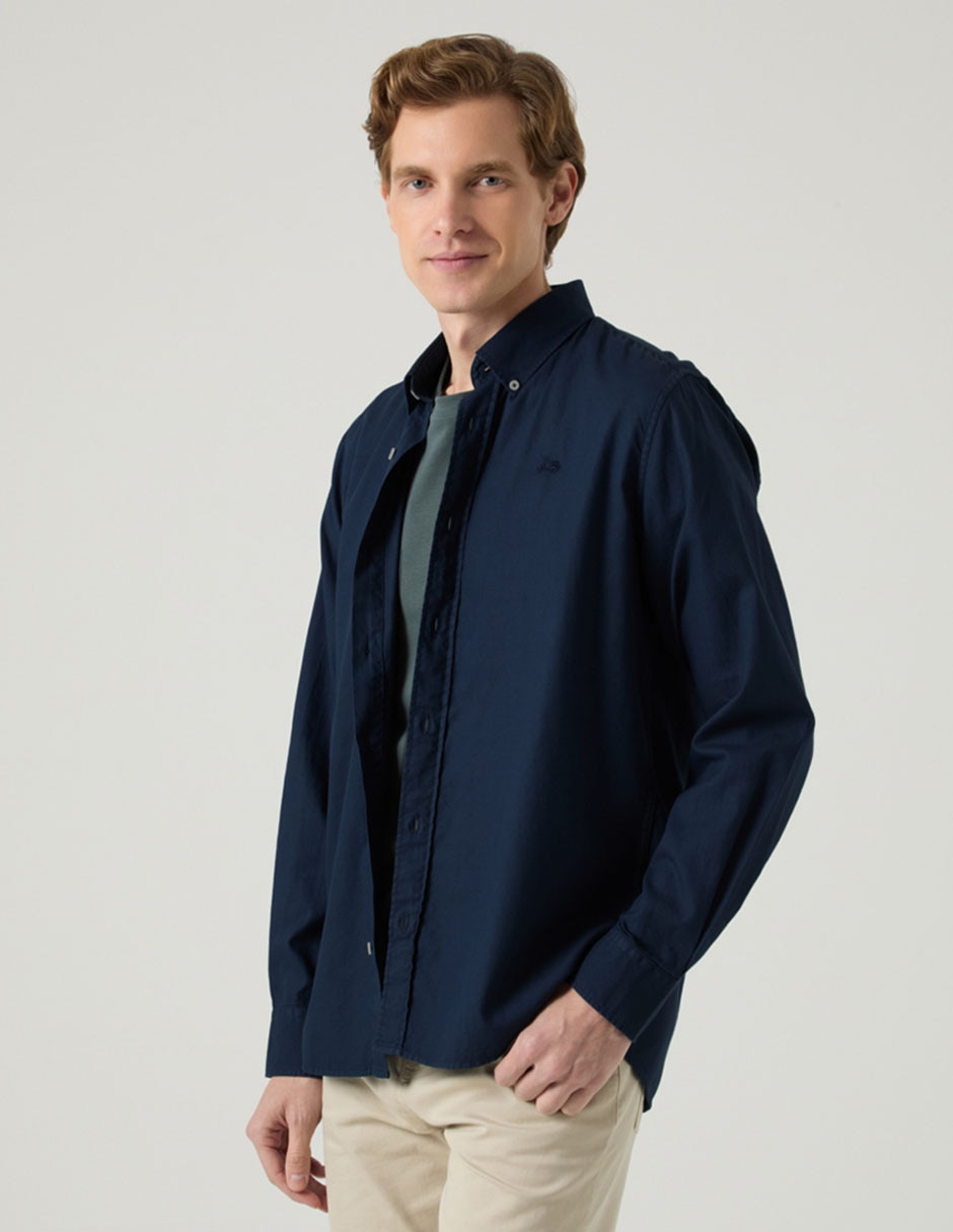 Camisa casual de algodón manga larga para hombre Camisa casual de algodón manga larga para hombre
