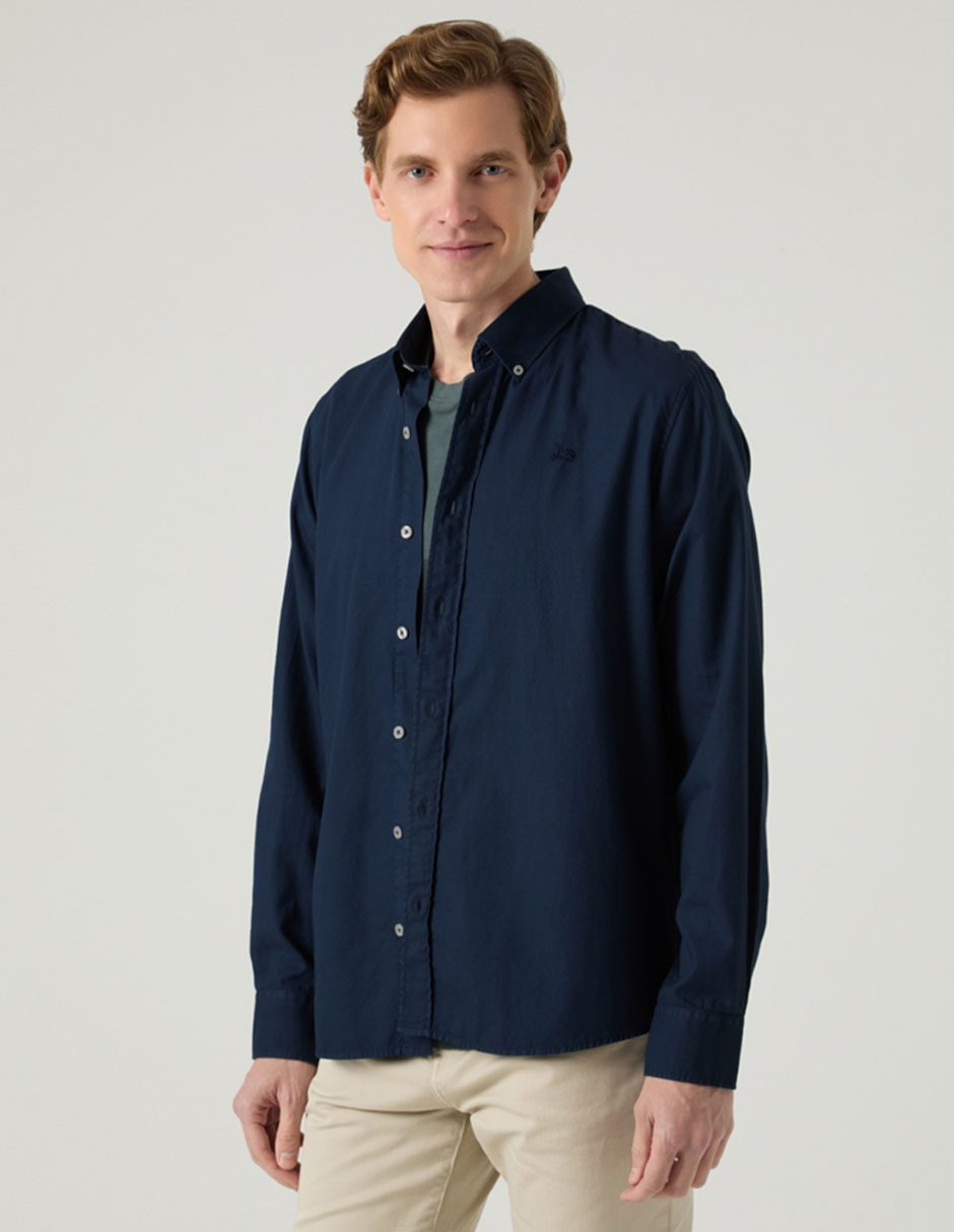 Camisa casual de algodón manga larga para hombre 4