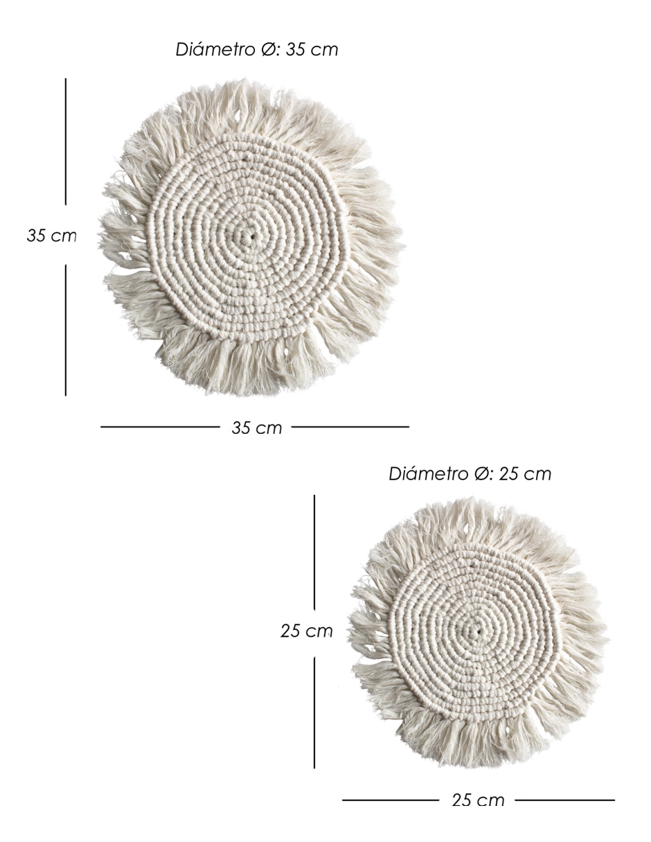 Set mantel individual redondo de algodón Boho 8