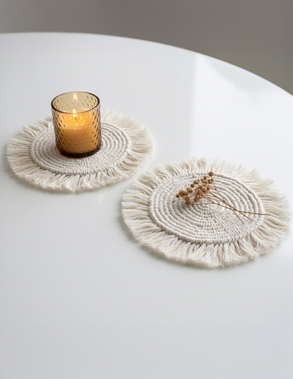 Set mantel individual redondo de algodón Boho 4