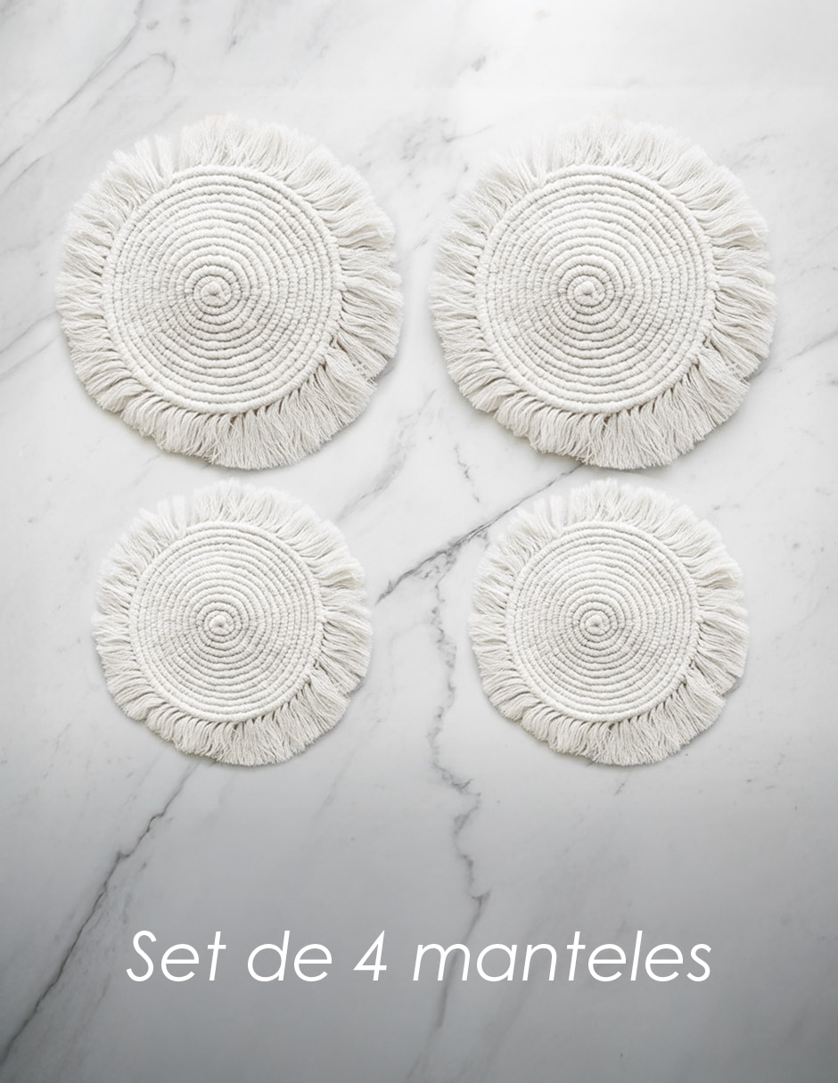 Set mantel individual redondo de algodón Boho 6