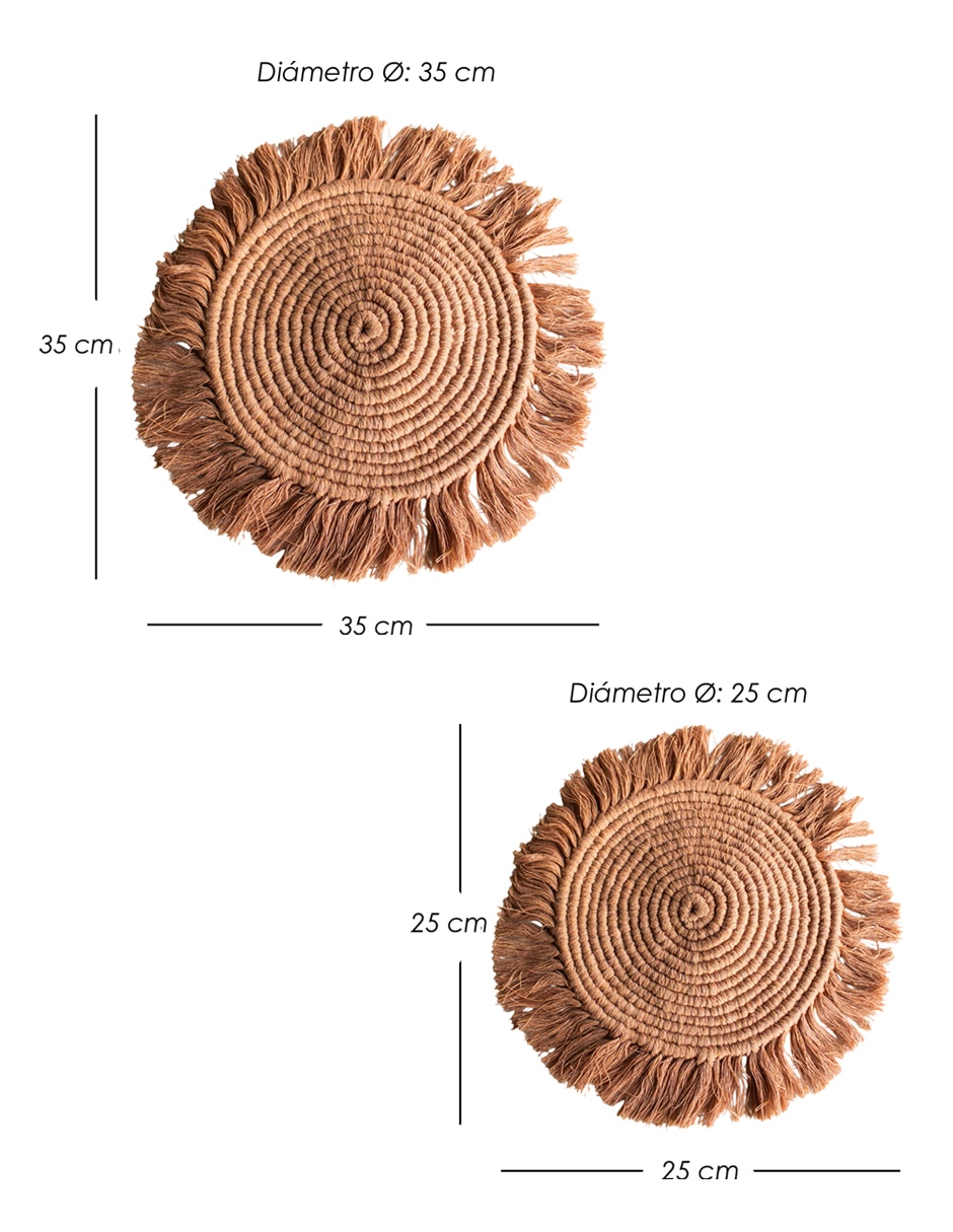 Set mantel individual redondo de algodón Boho 5