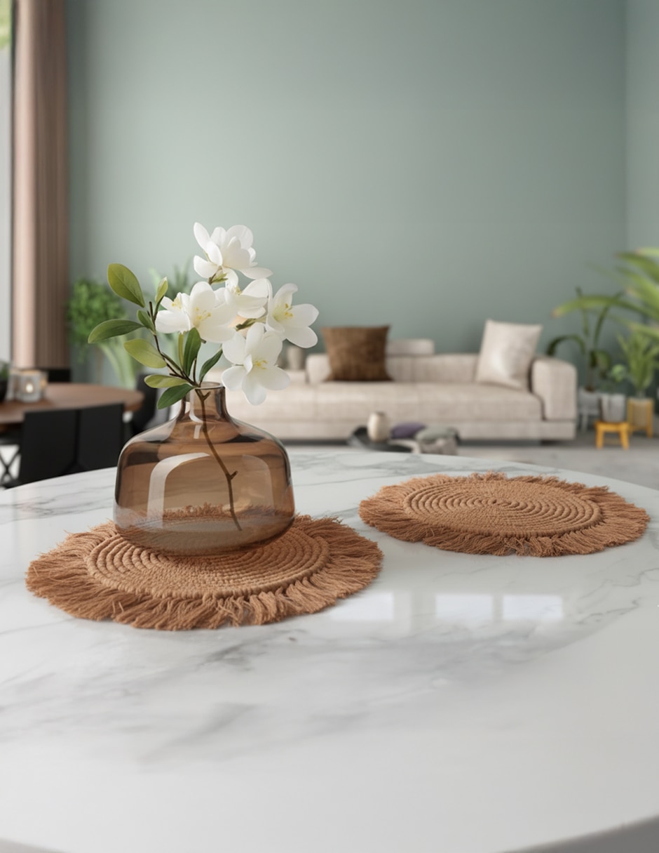 Set mantel individual redondo de algodón Boho