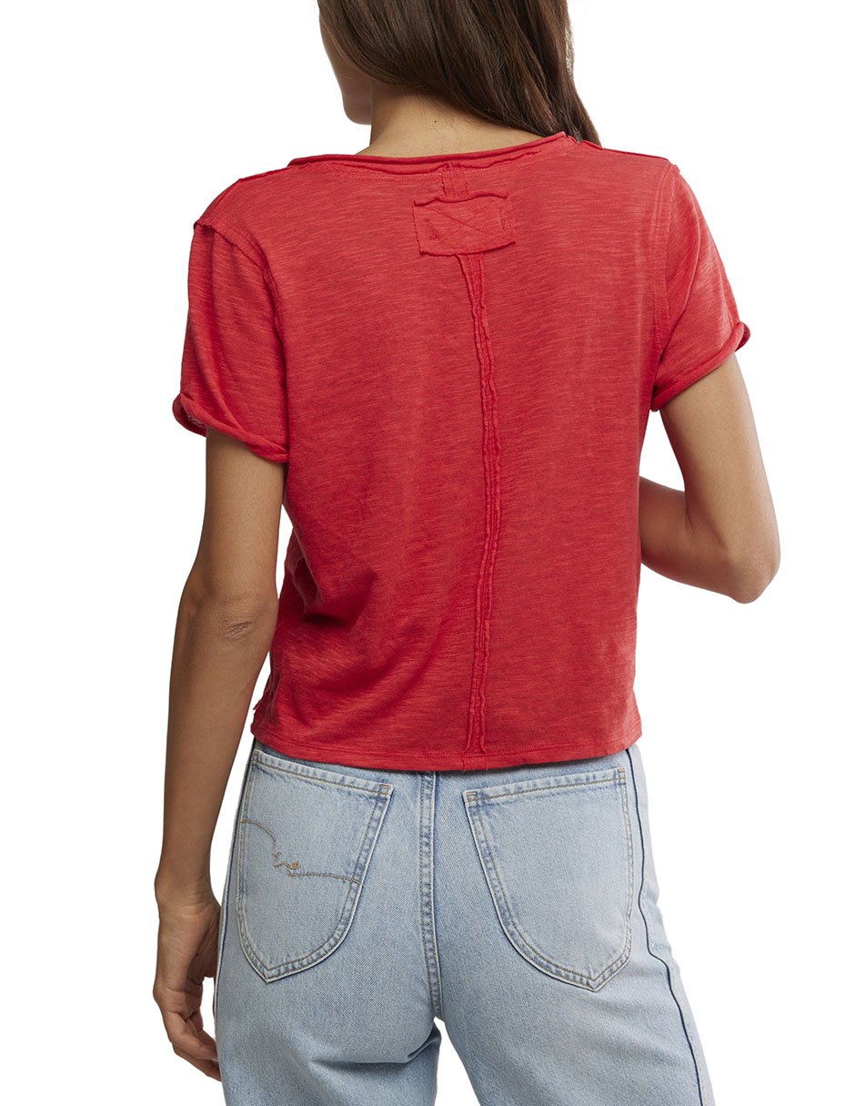 Playera manga corta Free People cuello v para mujer