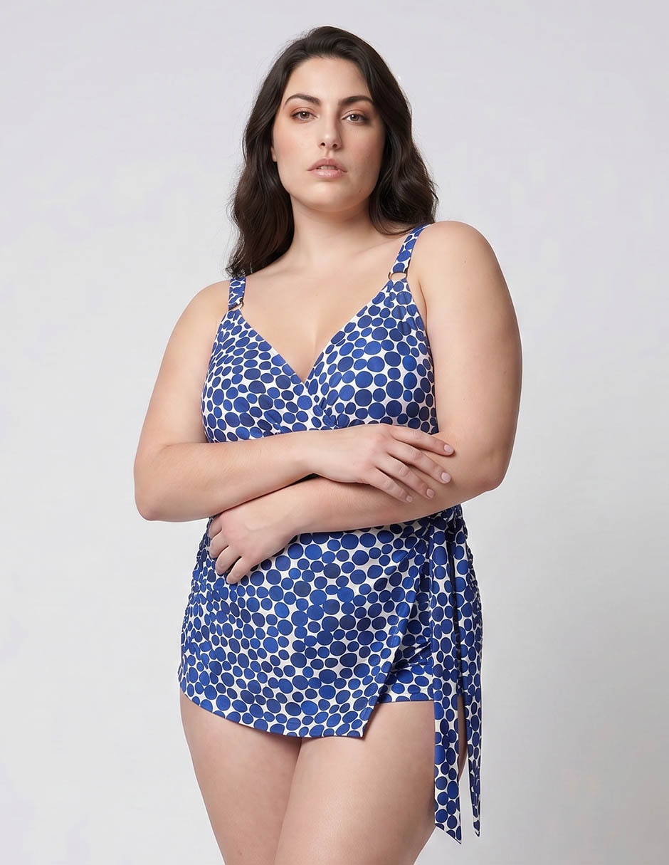 Top bikini estampado con lunares copas removibles para mujer