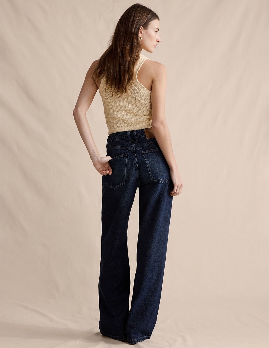 Jeans relaxed amplio cintura para mujer 5