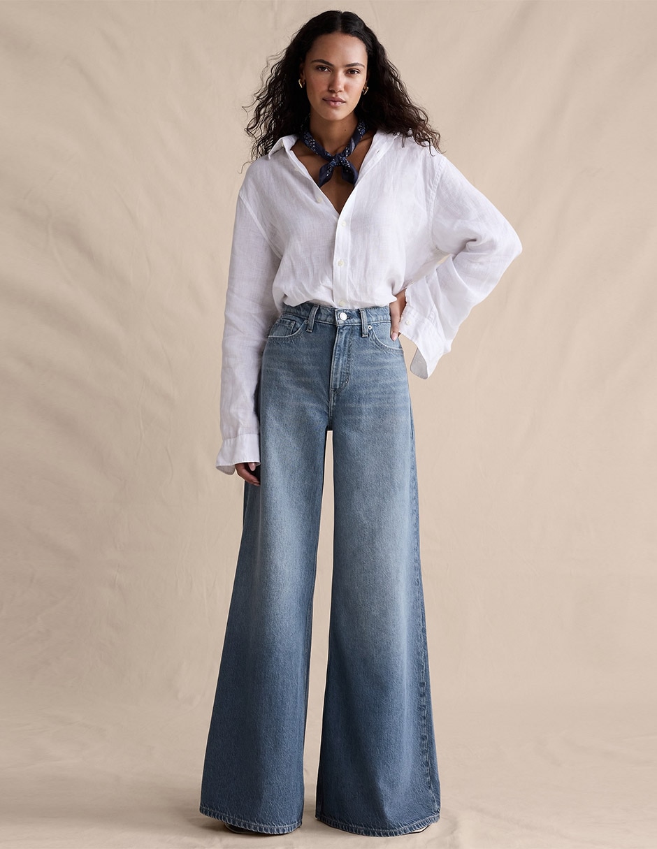Jeans regular acampanado media cintura para mujer Jeans regular acampanado media cintura para mujer