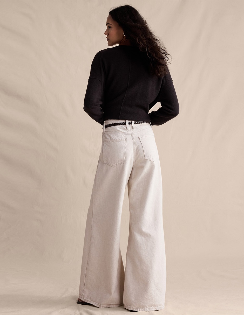 Jeans regular acampanado media cintura para mujer 2