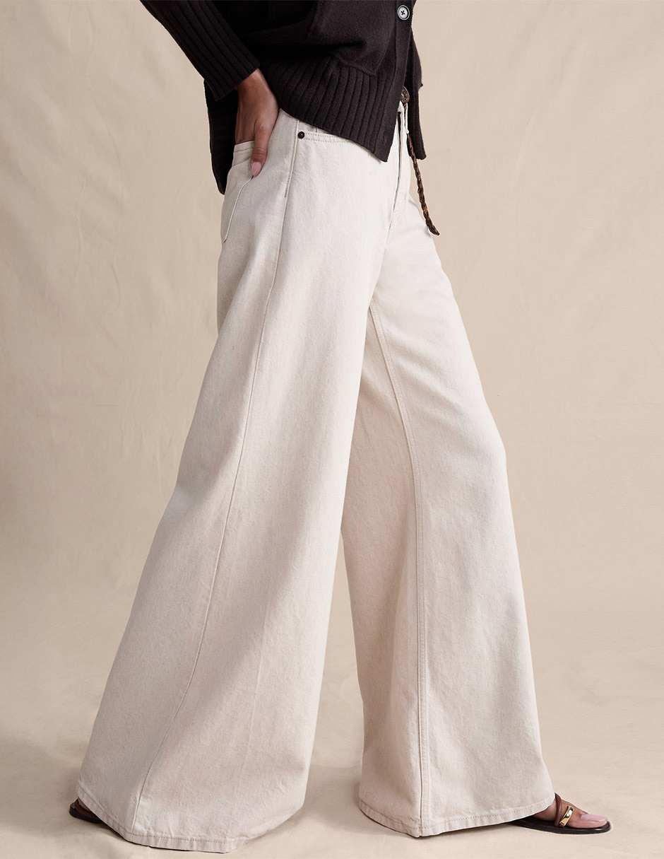Jeans regular acampanado media cintura para mujer 3