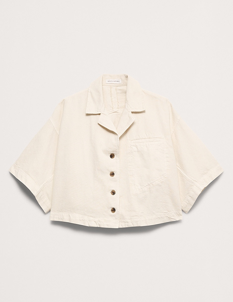 Camisa de algodón manga 3/4 para mujer