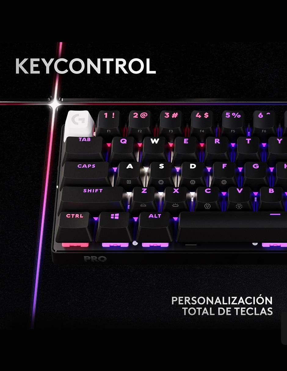 Teclado gamer USB-C QWERT inglés con interruptor táctiles (brown, clear) Pro X 60 10