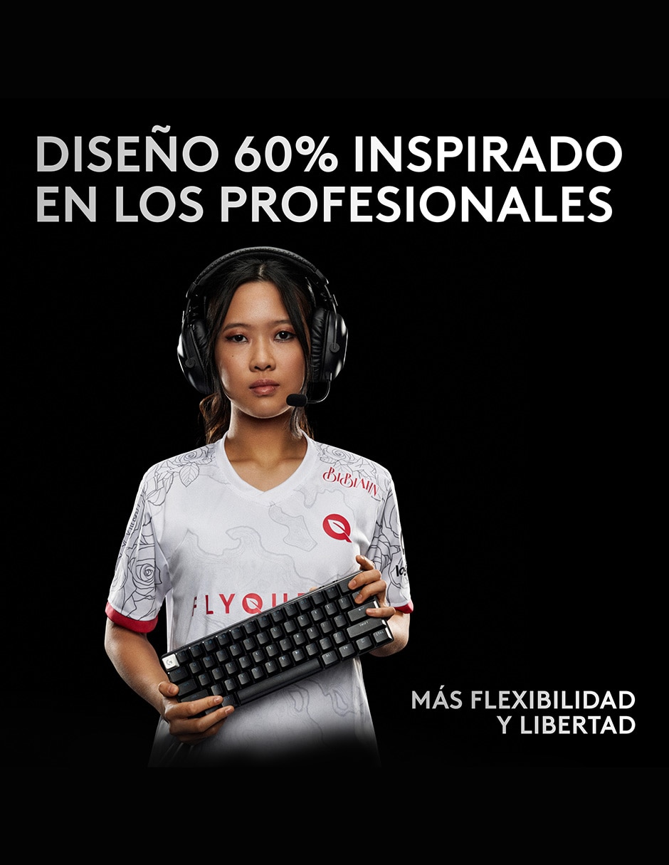 Teclado gamer USB-C QWERT inglés con interruptor táctiles (brown, clear) Pro X 60 7