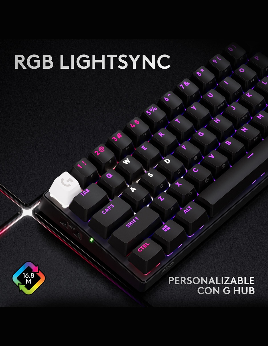 Teclado gamer USB-C QWERT inglés con interruptor táctiles (brown, clear) Pro X 60 8